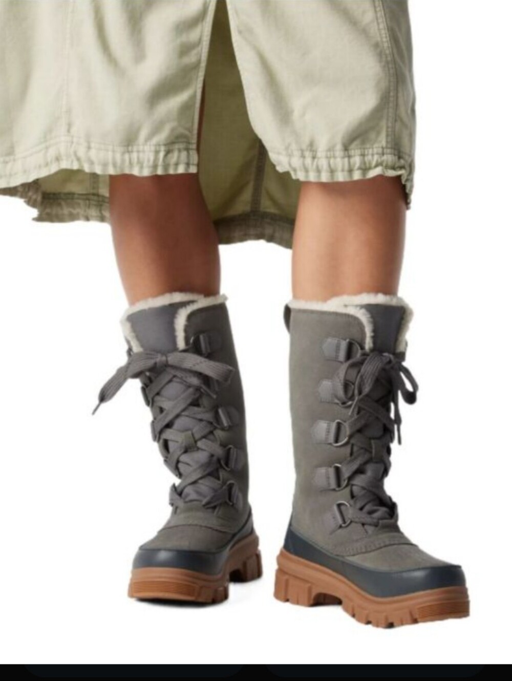 NEW! SOREL Women's Tivoli V Tall Gray Waterproof Lace-Up Winter Boots SIZE 9.